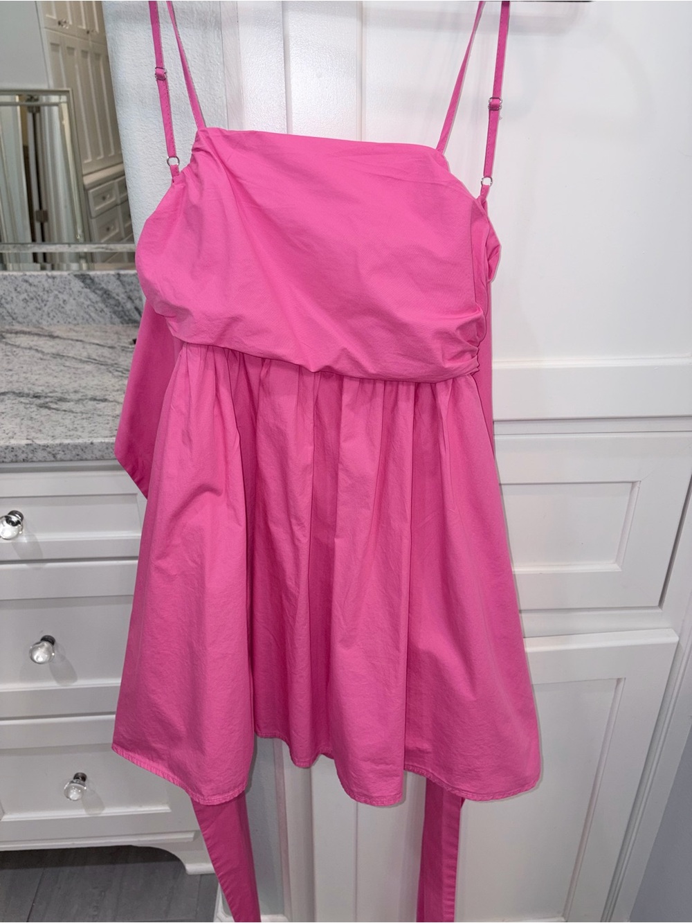 Pink Spaghetti-Strap Babydoll Mini Dress